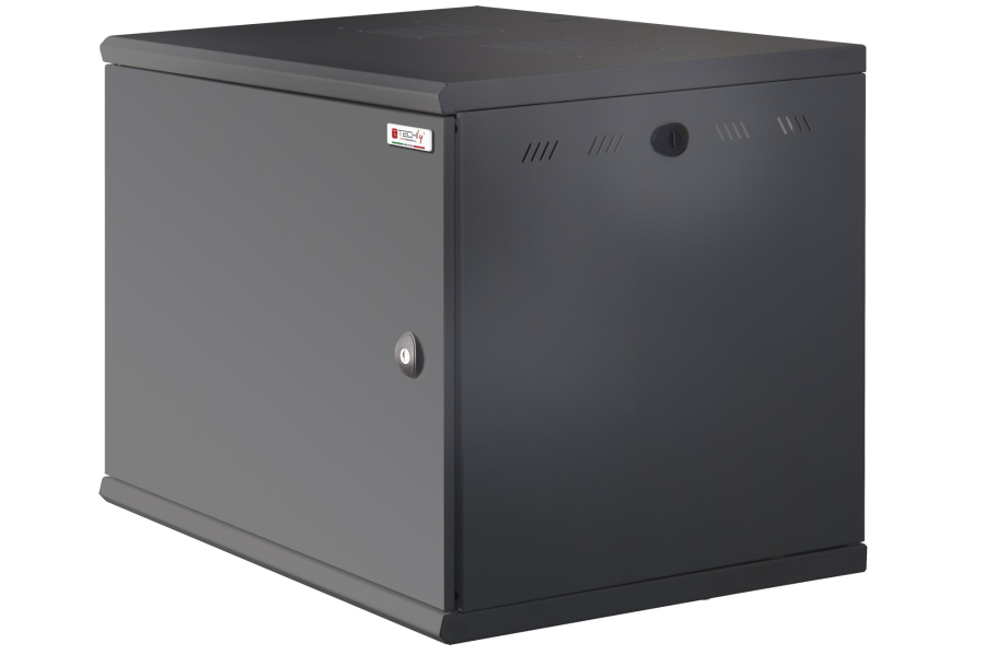 Armadio Rack 19'' a muro 16U sezione unica P 600mm Porta Cieca Nero